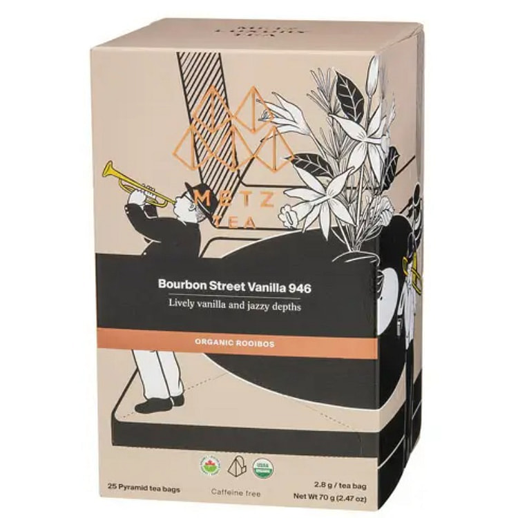 METZ Organic Bourbon Street Vanilla Rooibos Tea 25 pack