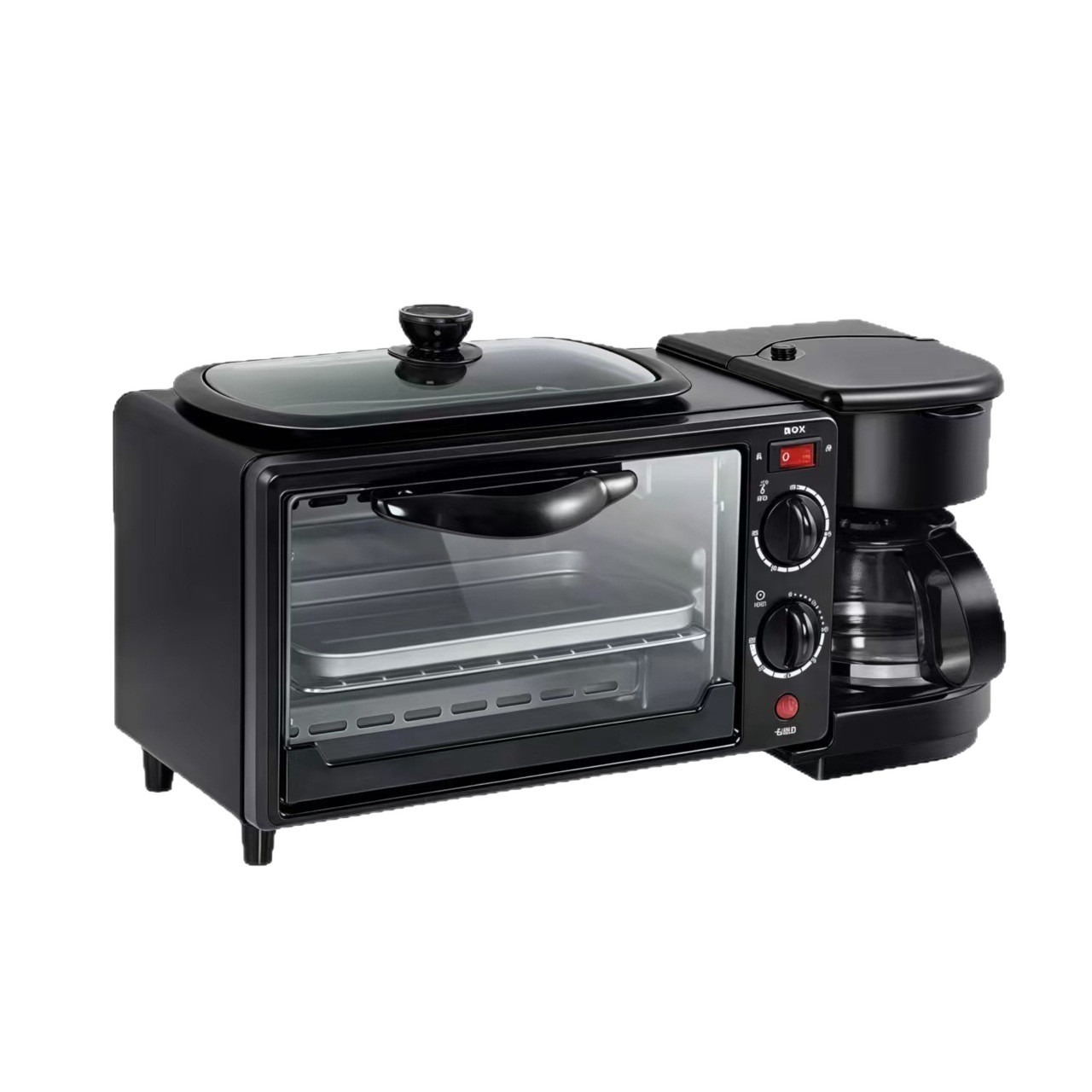 4-in-1 朝食メーカー トースターオーブン コーヒーメーカー グリドル 