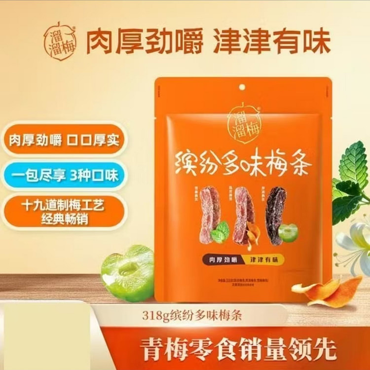 溜溜梅 缤纷梅条318g 无核话梅酸梅子干休闲零食 318 克