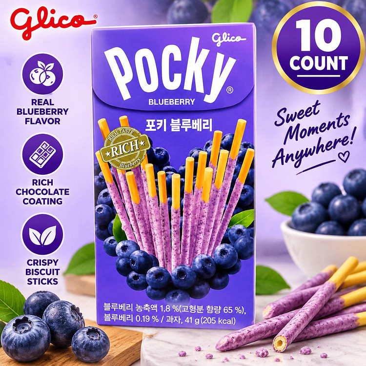 Pocky Blueberry Chocolate Sticks 1.45oz 10ct 1 each