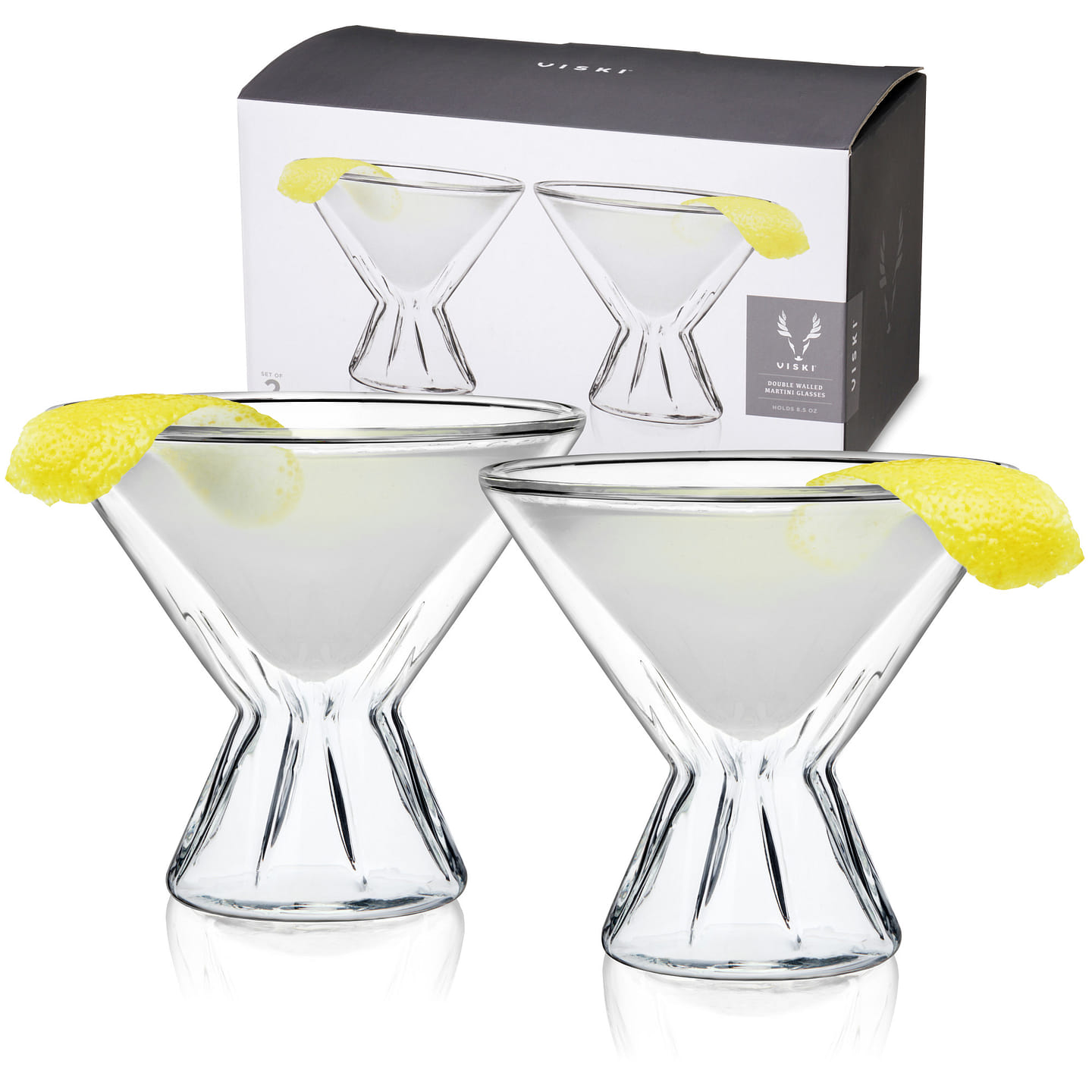 Double Walled Martini Glasses by Viski 2 each