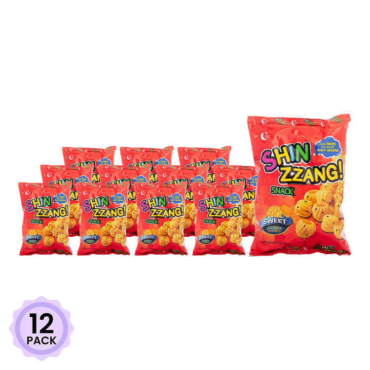 Shin Zzang Honey and Black Sesame Snack, Large Size 245 g*12 pack