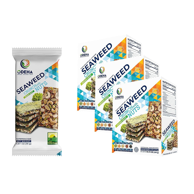 Odeha Seaweed Crunch With Nuts Wasabi - 48 Bars 304 g