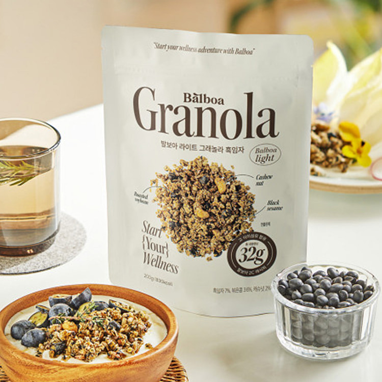 Granola:  low-sugar, black sesame flavor