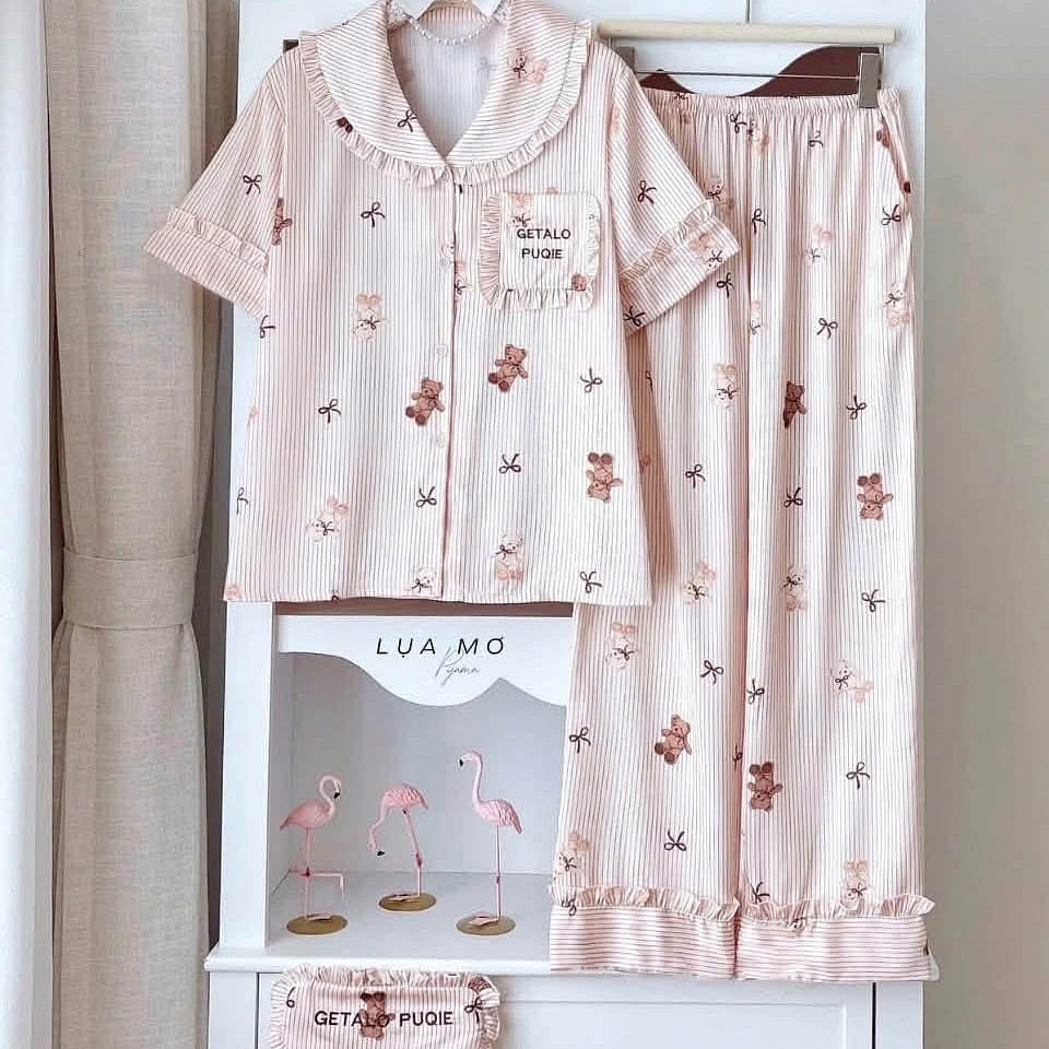 Premium Silk Pajamas Brown Pattern SSLP Set 1 count