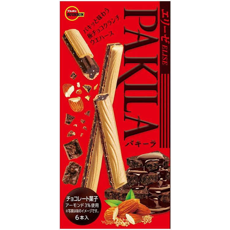 Bourbon PAKILA杏仁巧克力威化棒 6支