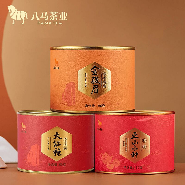 八马茶业 金骏眉+正山小种+大红袍 80g*3罐 240 克
