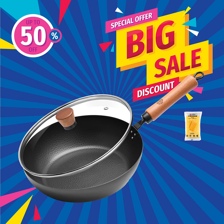 WANGYUANJI 11" Hand-Forged Carbon Steel Frying Pan
