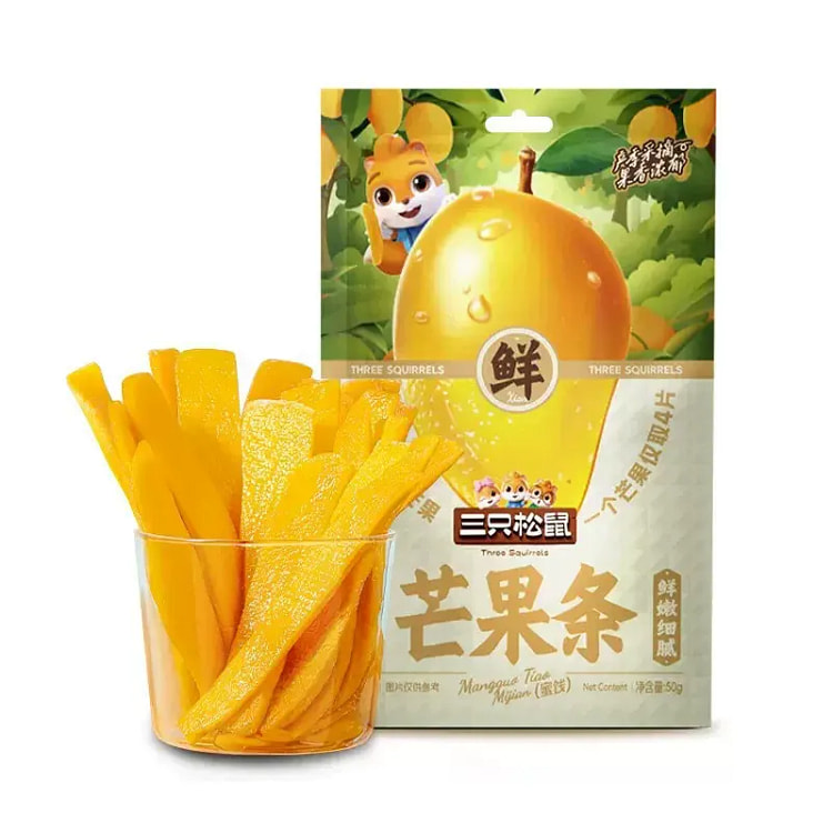 Three Squirrels Thick Cut Mango Strips 50g Instant 50 g