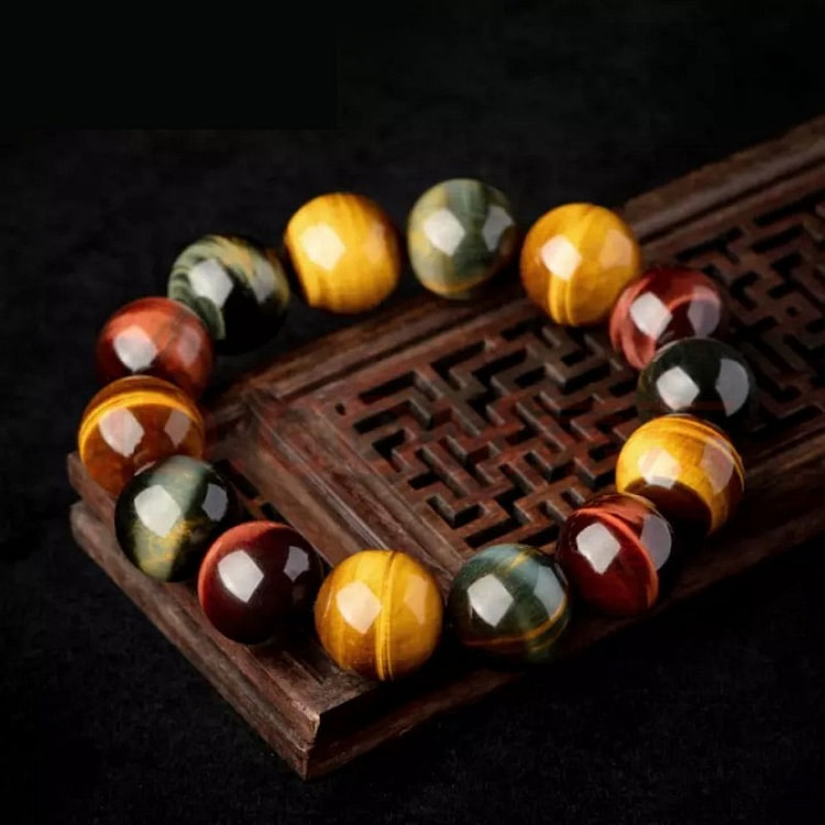 Colorful Tiger Eye Hand String Tiger Clear Stone Crystal Bracelet 12cm