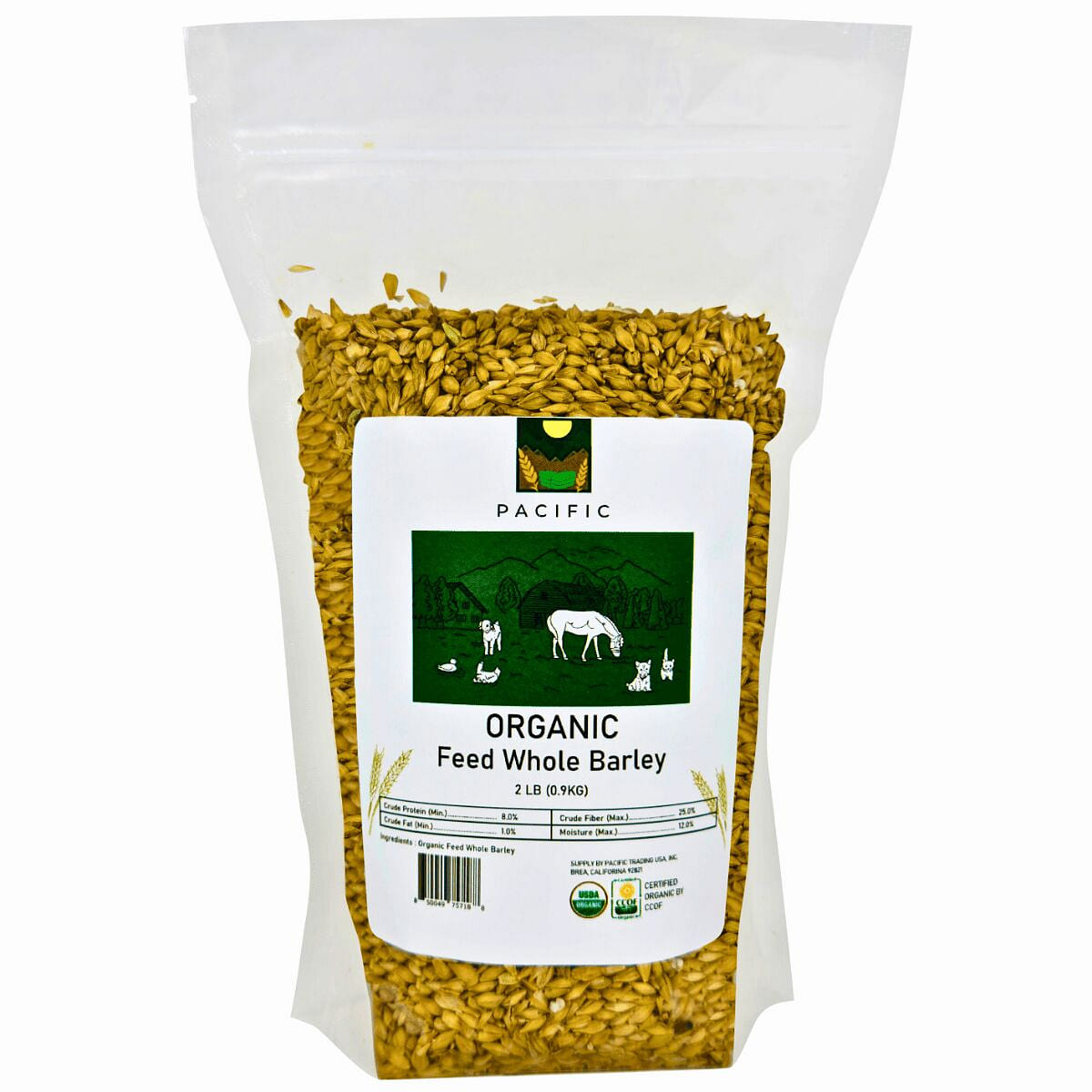 PACIFIC Pet Food Organic Whole Barley (2lb Pack) 2 ポンド