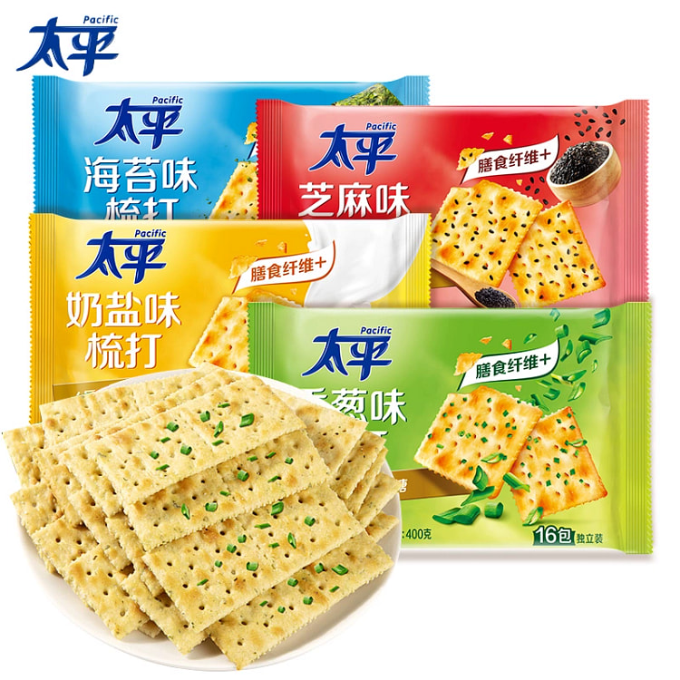 太平苏打饼干香葱奶盐芝麻海苔味薄脆饼干梳打小零食400*1自选口味
