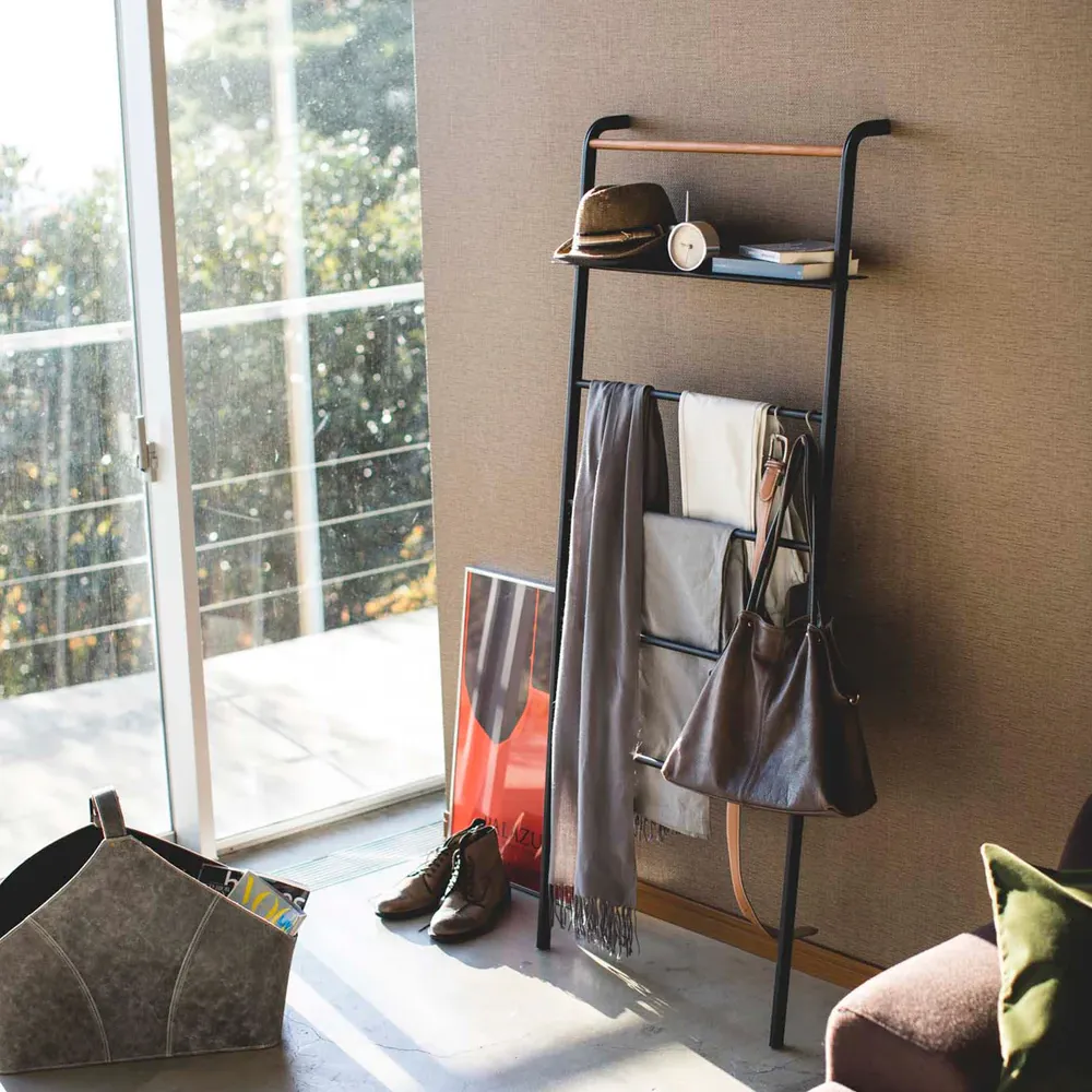 Leaning Storage Ladder - Steel Shelf / Black 1 phần