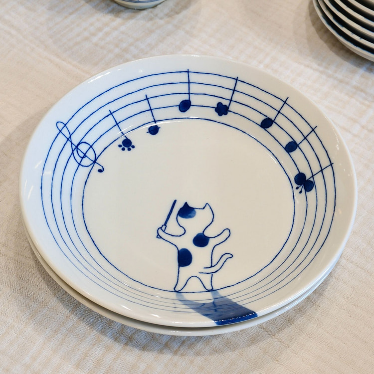 日本 美浓烧 20cm 猫咪深盘 1 个