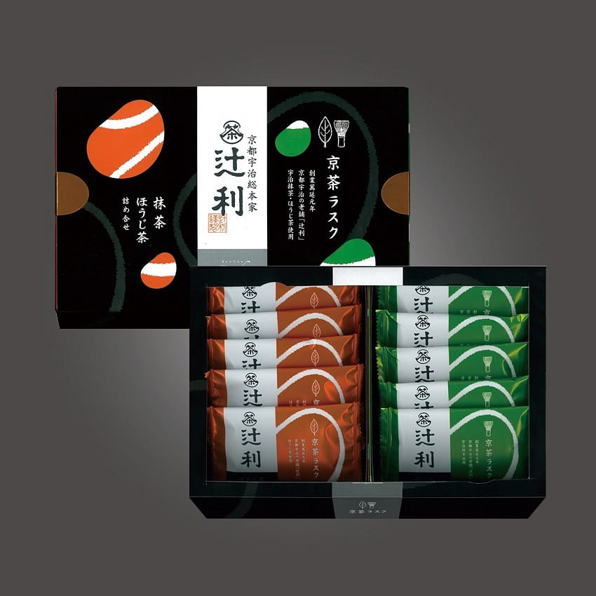 辻利 京都抹茶煎茶巧克力面包脆片组合 10片入 1 盒