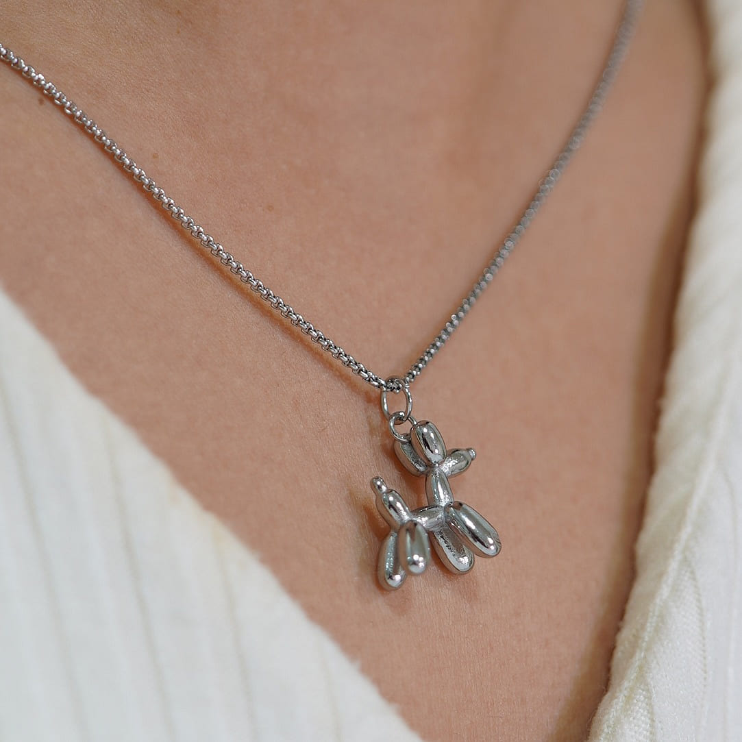 Sterling Silver Water Proof Ballon Dog Necklace 1 each