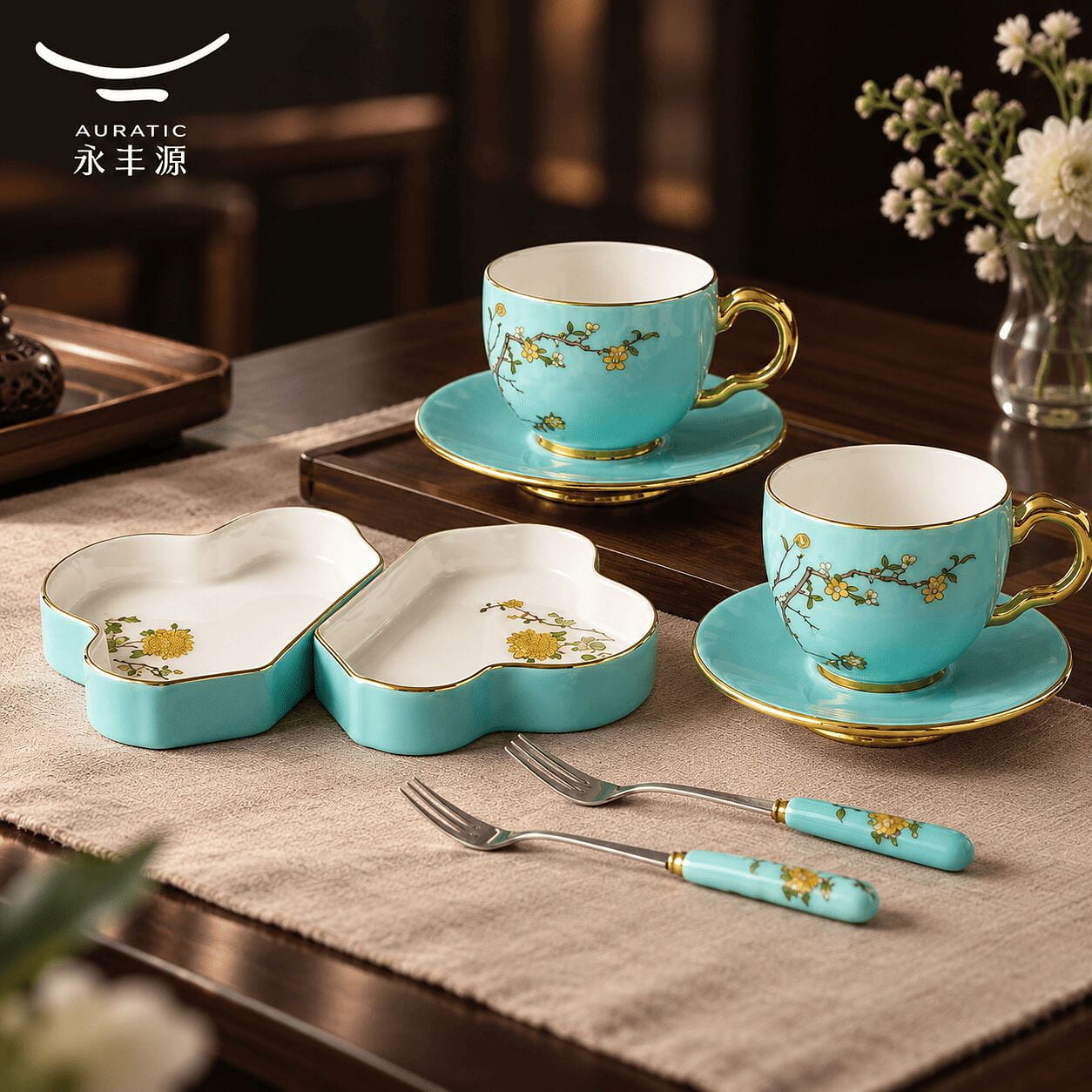 Lady Turquoia 8-Piece Tea & Coffee Set for Two 1 box