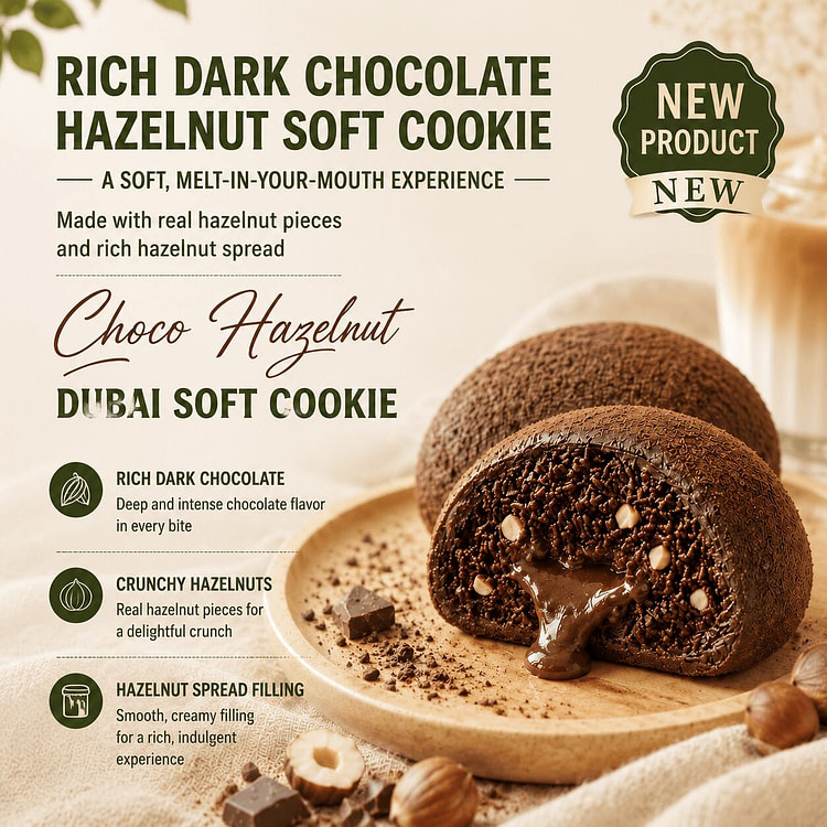 Dubai-style Chocolate Hazelnut Soft Cookies (240g) 240 g