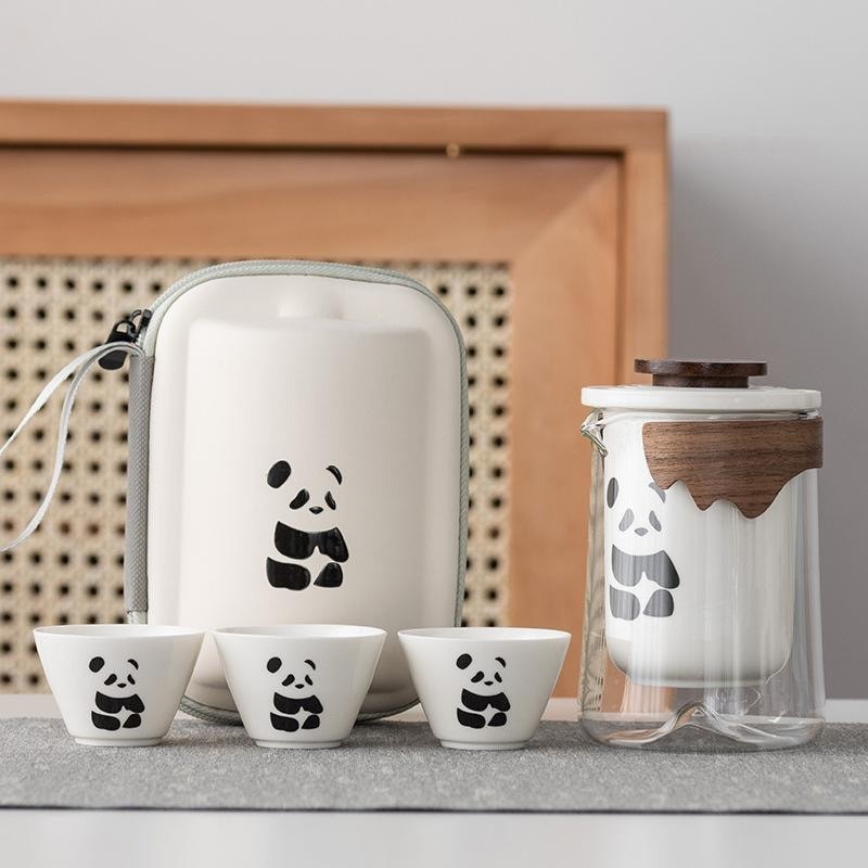Get Panda tea set teacup set teapot Yuanshan Panda 1 s 1 each Delivered ...