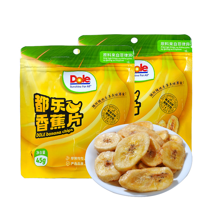 DOLE Banana Chips Crispy Snacks 45g*2 bags