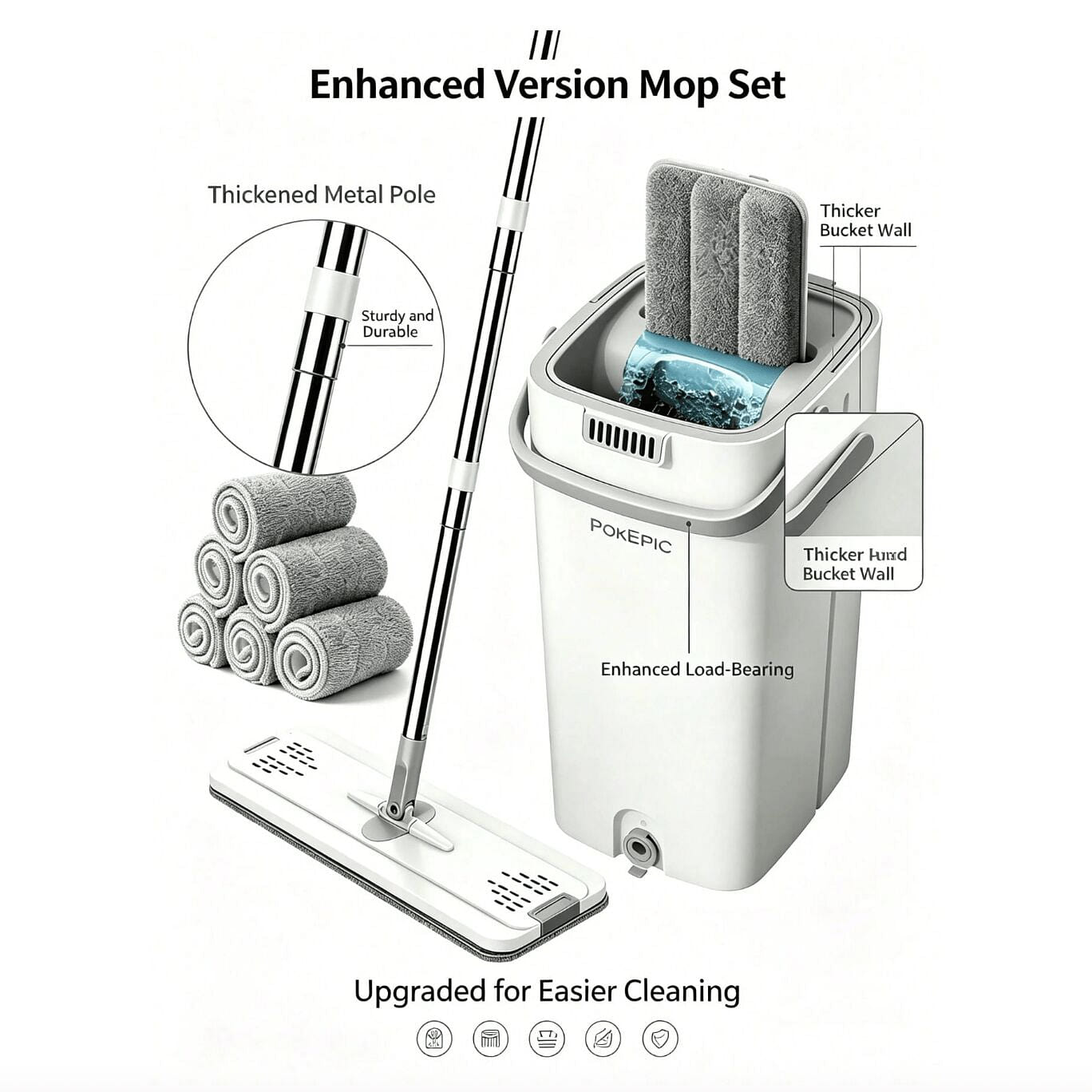 PokEpic 1PC Upgrade Mop And Bucket With Wringer 1 pack