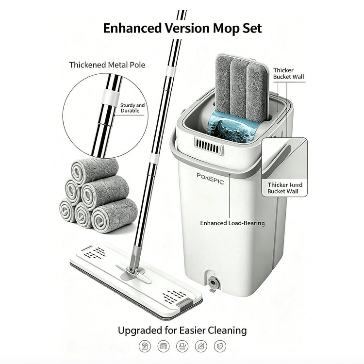 PokEpic 1PC Upgrade Mop And Bucket With Wringer 1 pack