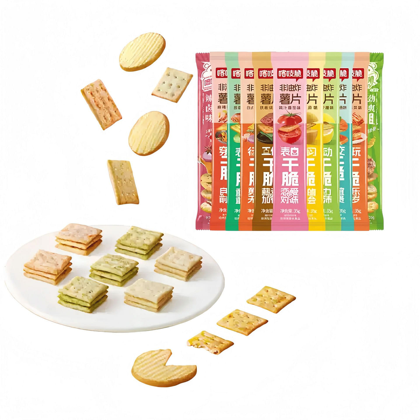 Qiaqia Crunchy Snacks [Pack of 6] Mixed Flavours 3 210 g