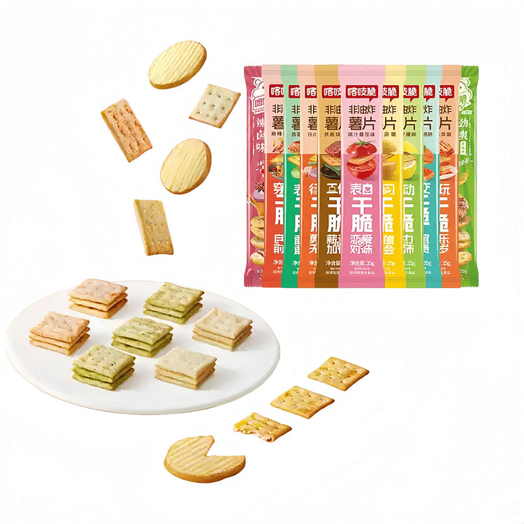 Qiaqia Crunchy Snacks [Pack of 6] Mixed Flavours 3 210 g