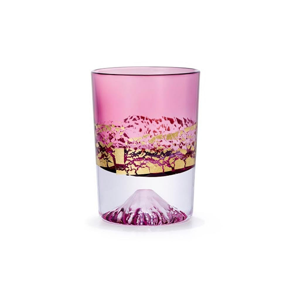 Tajima glass Handmade Mt. Fuji Gold Leaf Cup (Pink, 2.9fl-oz) Made in Japan 1 count
