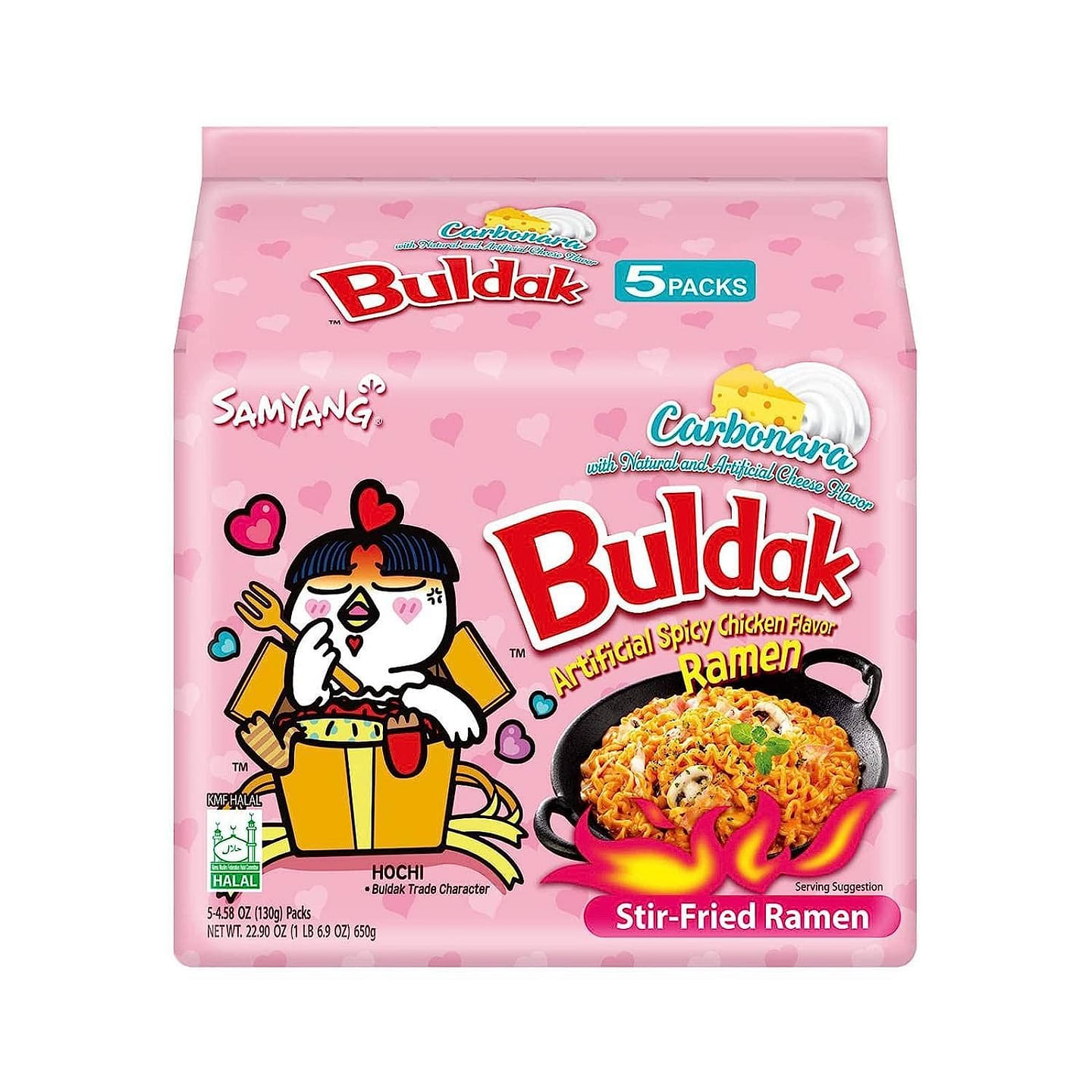 Samyang Buldak Ramen Carbonara Hot Chicken Flavor 4.58 oz*5 each 22.9 oz