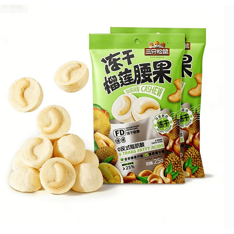 三只松鼠  冻干榴莲腰果仁   25g*2袋 50 克