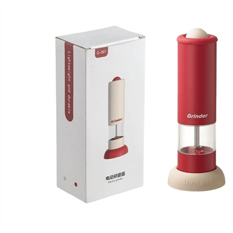 电动胡椒研磨器厨房现磨调料海盐胡椒粉 红色 1个装 1 份