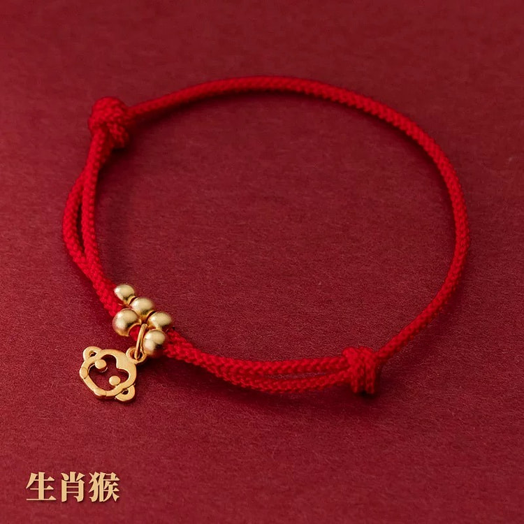 925银十二生肖红绳手链 可自动调节《生肖猴》