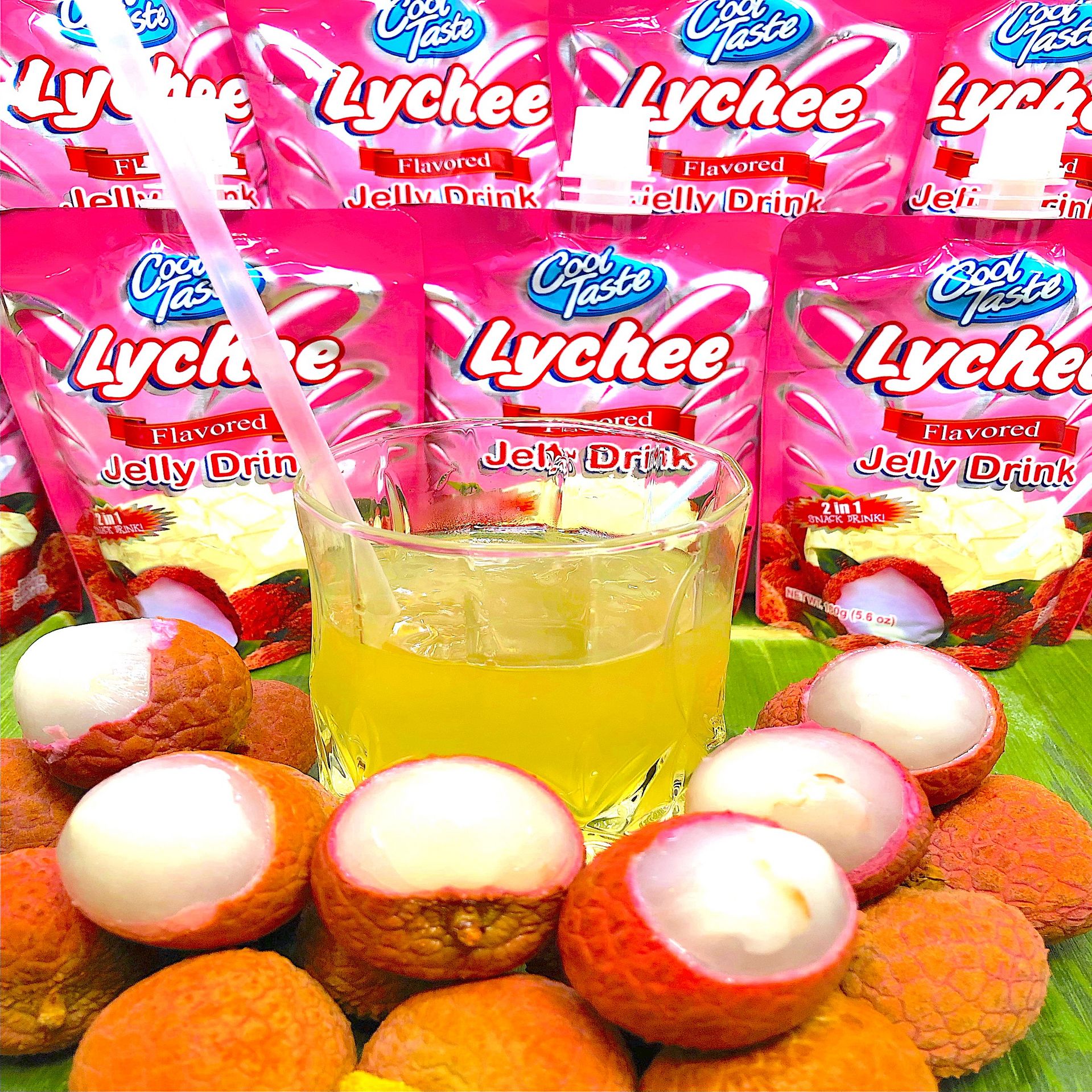 FILIPINO "COOL TASTE" LYCHEE JELLY DRINK! SARAP! 160 g