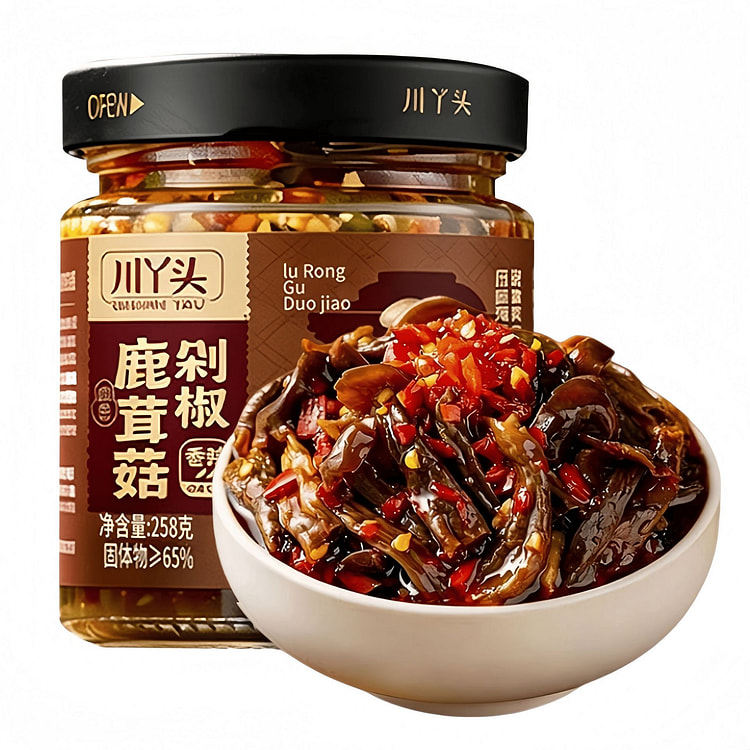 川丫头 剁椒香辣鹿茸菇下饭菜258g*1瓶 258 克