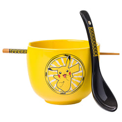 Pokemon Pikachu Electric Ceramic Ramen Noodle Rice Bowl with Chopsticks and Spoon - Thumbnail 2