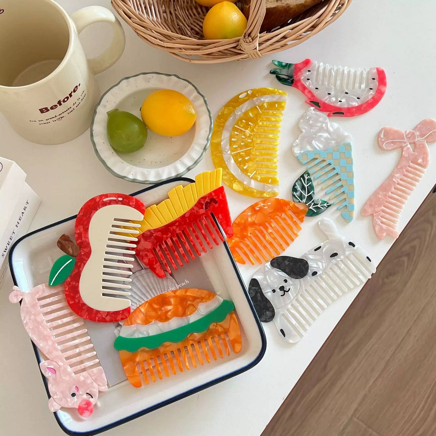 Korean Style Ice Cream Acetate Hollow Hair Comb 1 count