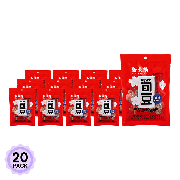 Hsin Tung Yang 말린죽순&매주콩 스낵 매운맛 150 그램*20 팩