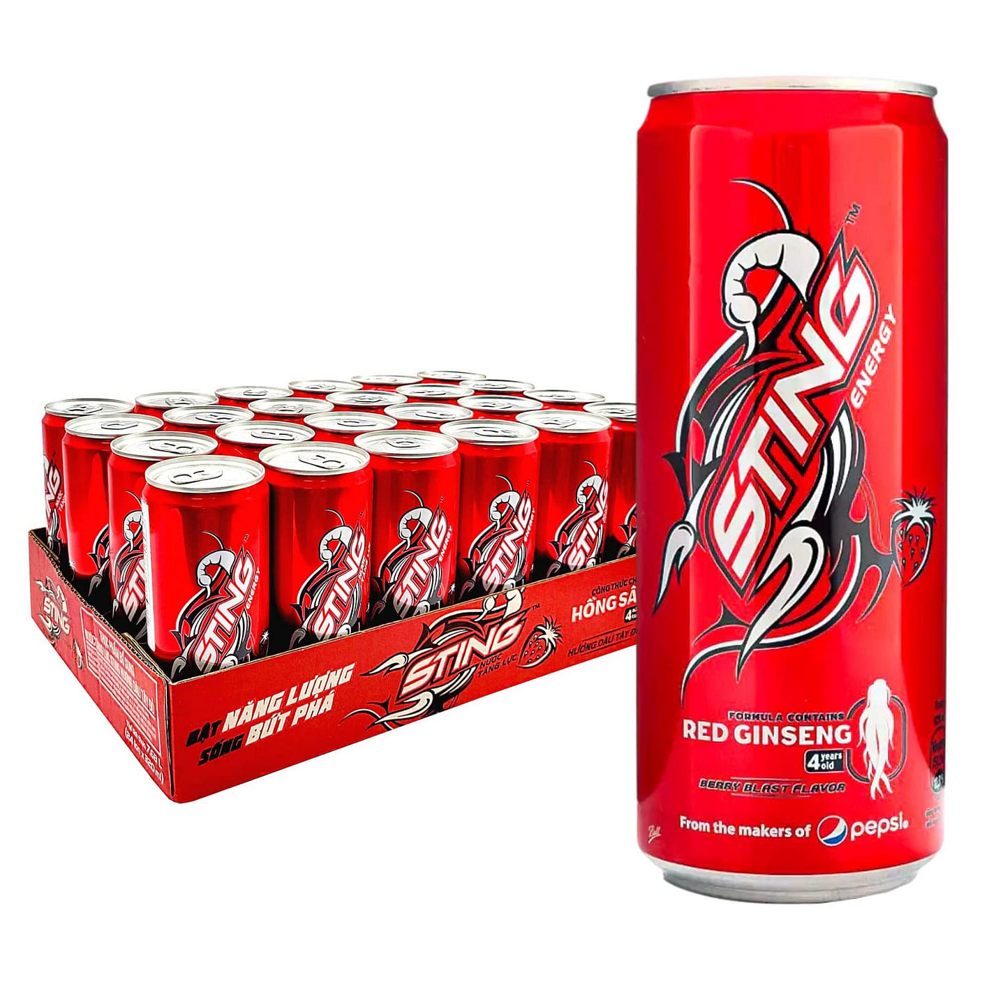 Sting Energy Drink Red Ginseng, Strawberry 24 CANS 320 ml