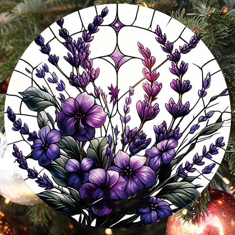 趣味紫色圣诞装饰，彩色玻璃风格圣诞树装饰 1 个