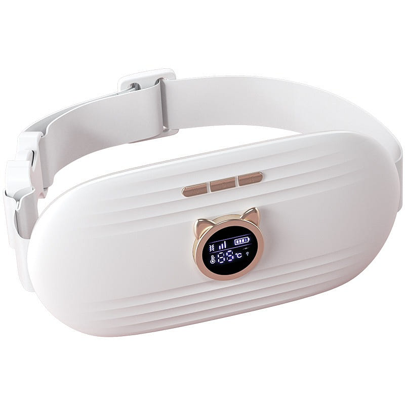 Warming Belt Vibration Massage Waist Belt USB Rechargeable White 1 each