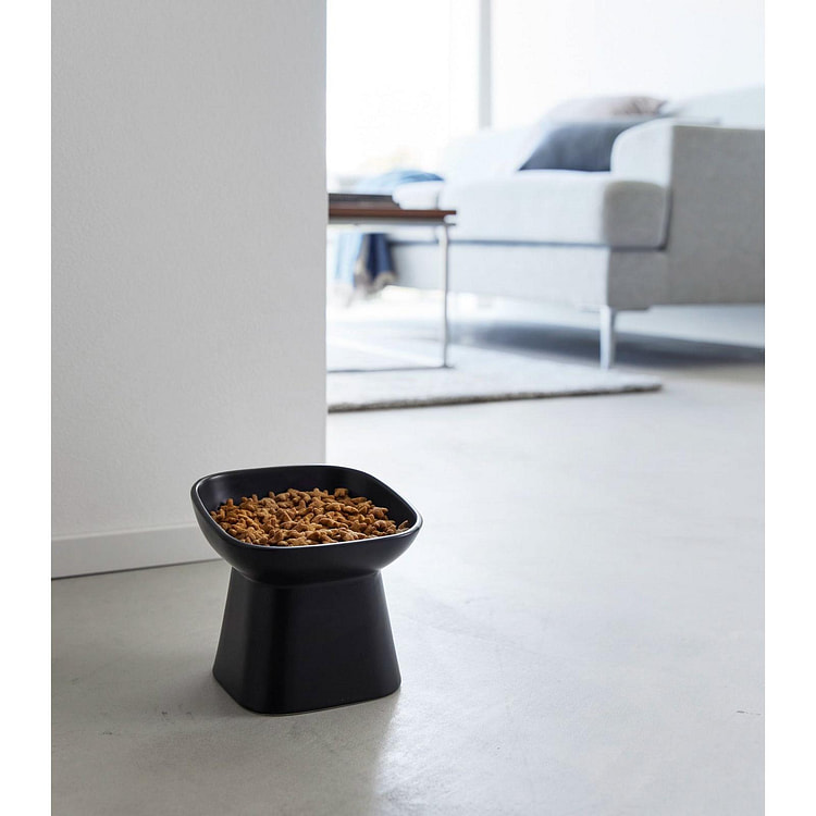 Tilted Pet Food Bowl Black