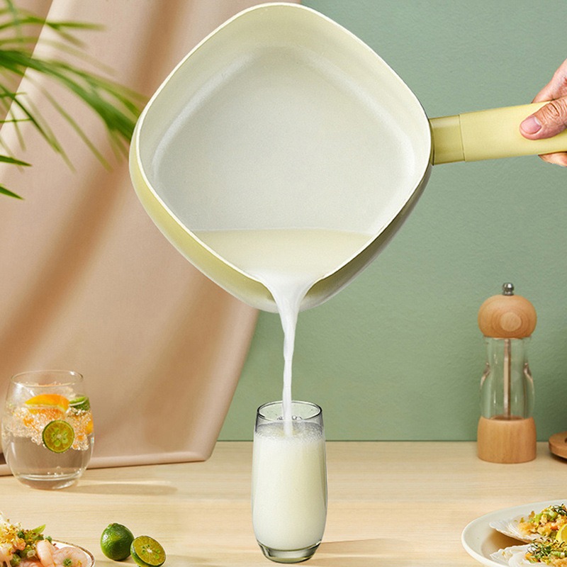 Milk pan non-stick baby supplement pan light yellow 16CM with lid