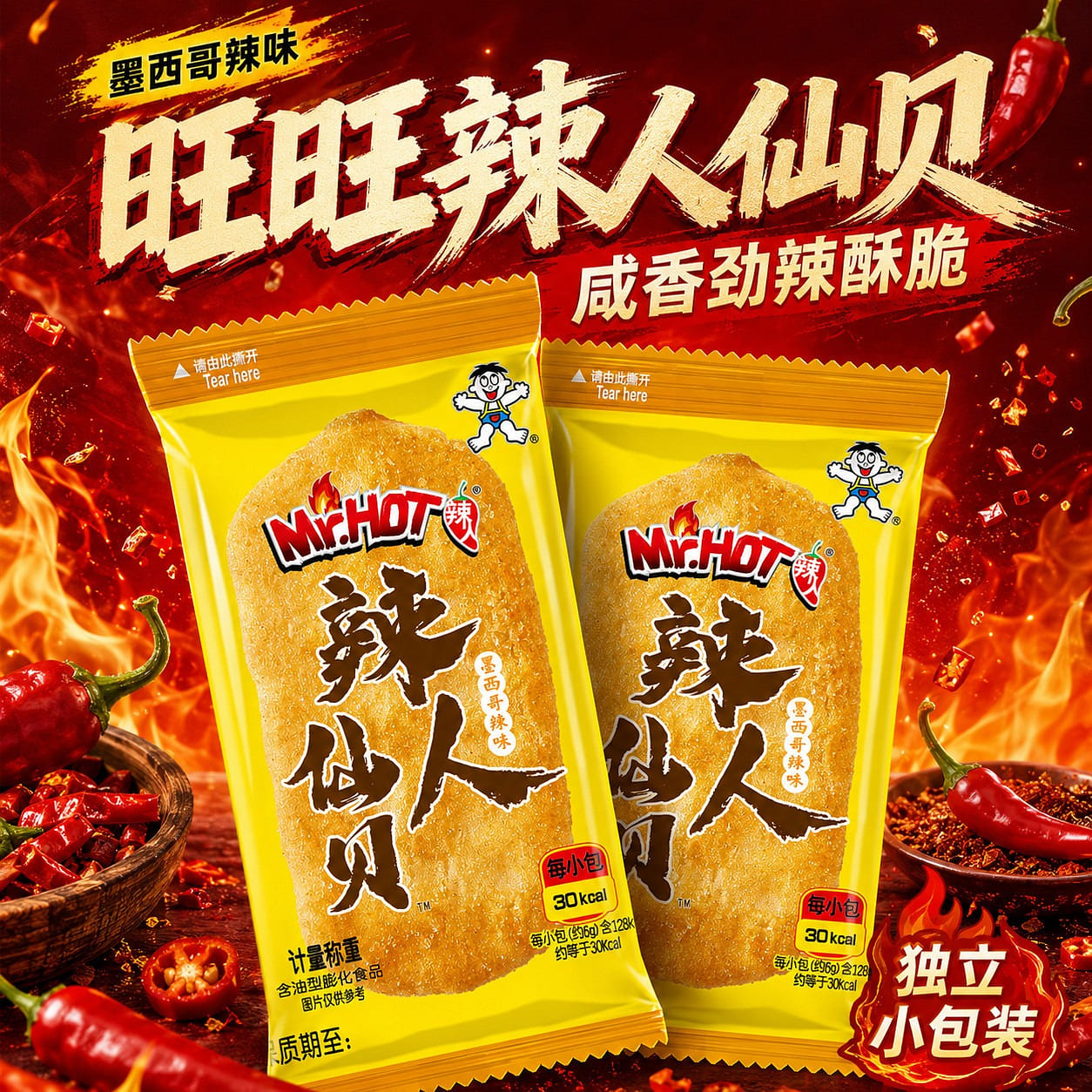 Want Want Spicy Senbei Mexican Hot Flavor 10Pieces 60 g