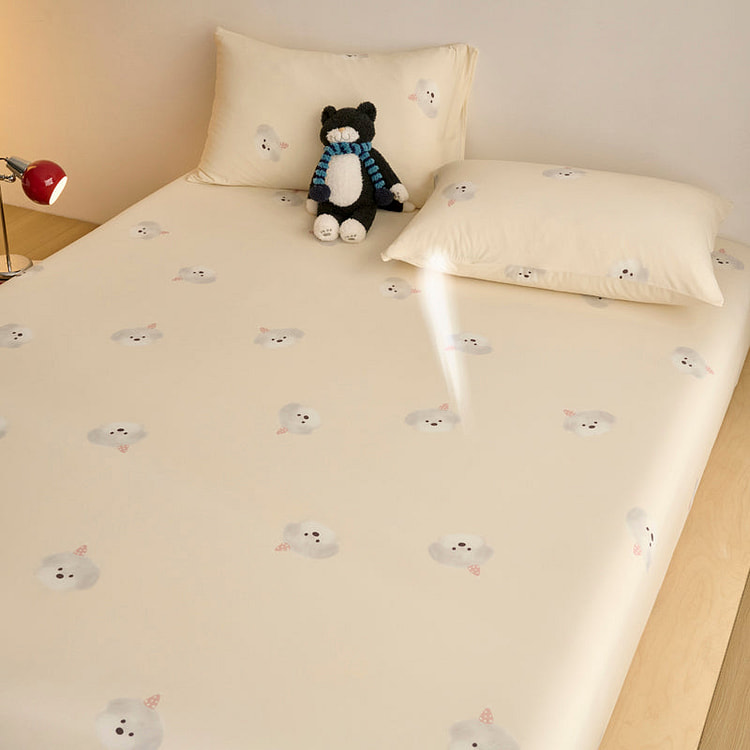 Glace Dreams Fitted Sheet Set Cream Cloud-Queen 2000 g