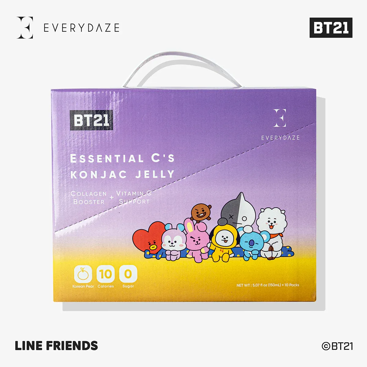 EVERYDAZE BT21 Essential C 胶原蛋白蒟蒻果冻 - 韩国梨 - 10 包 50.7 液盎司
