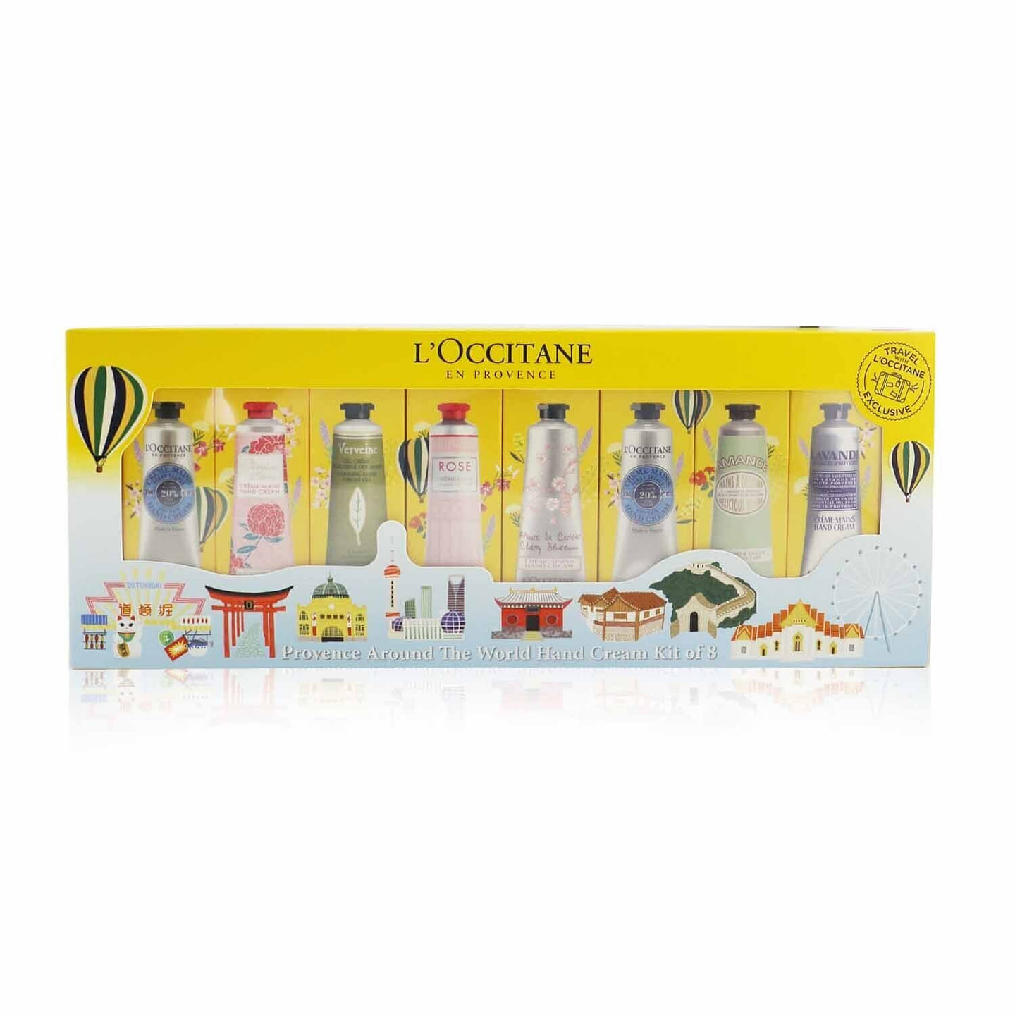 L’Occitane Provence Around The World Hand Cream Kit Of 8: (2xShea Butter + 1x Rose, Cherry Blossom, Lavender, Peony, Almond, Verbena) 30ml/1oz 8x30ml/1oz 8 ml