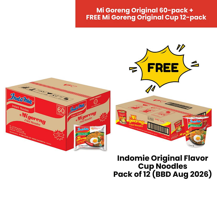 Indomie Fried Noodles + Original Cup Noodles 2 box