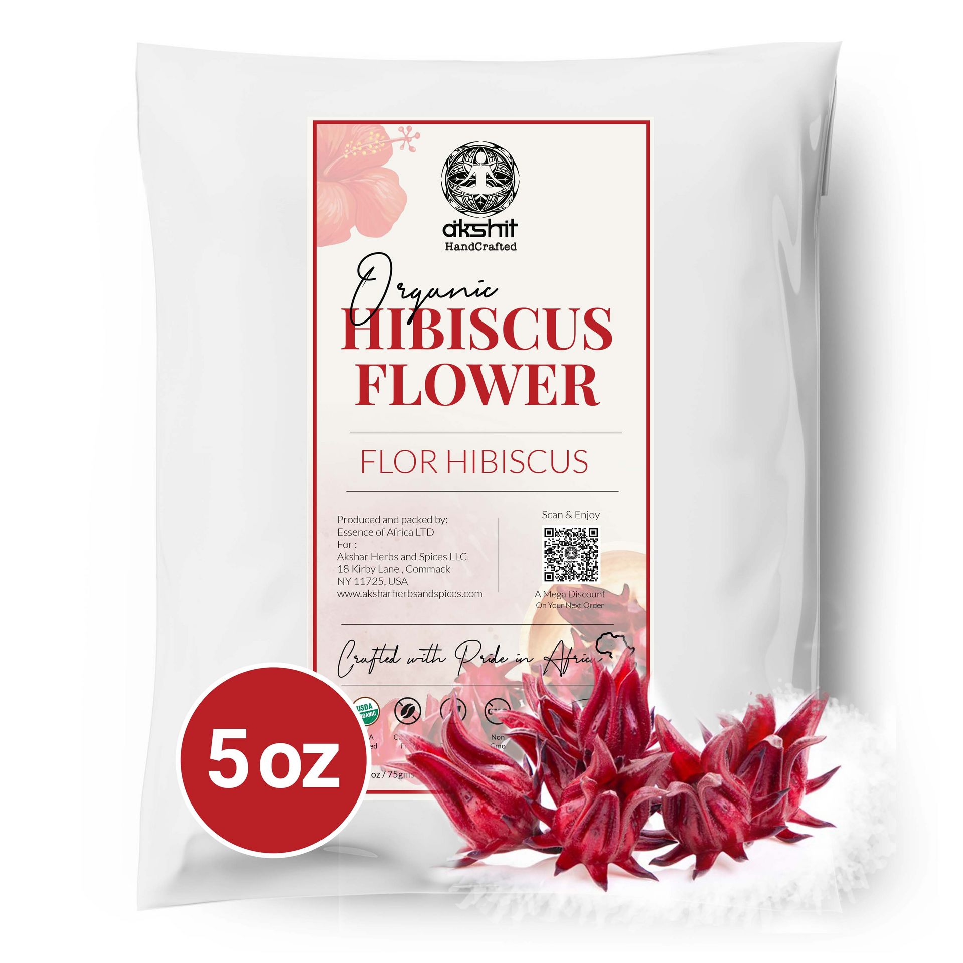 5 OZ Dried Hibiscus Flowers, Herbal Tea 5 oz