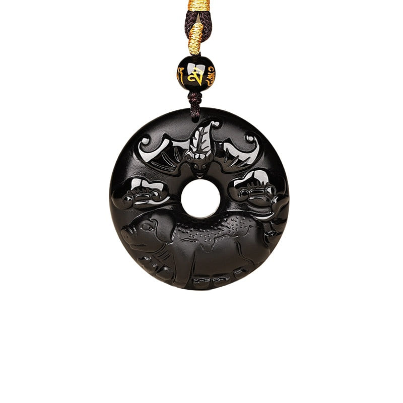 8A Grade Obsidian Pendant Pig 37.6 * 37.6mm 1 box